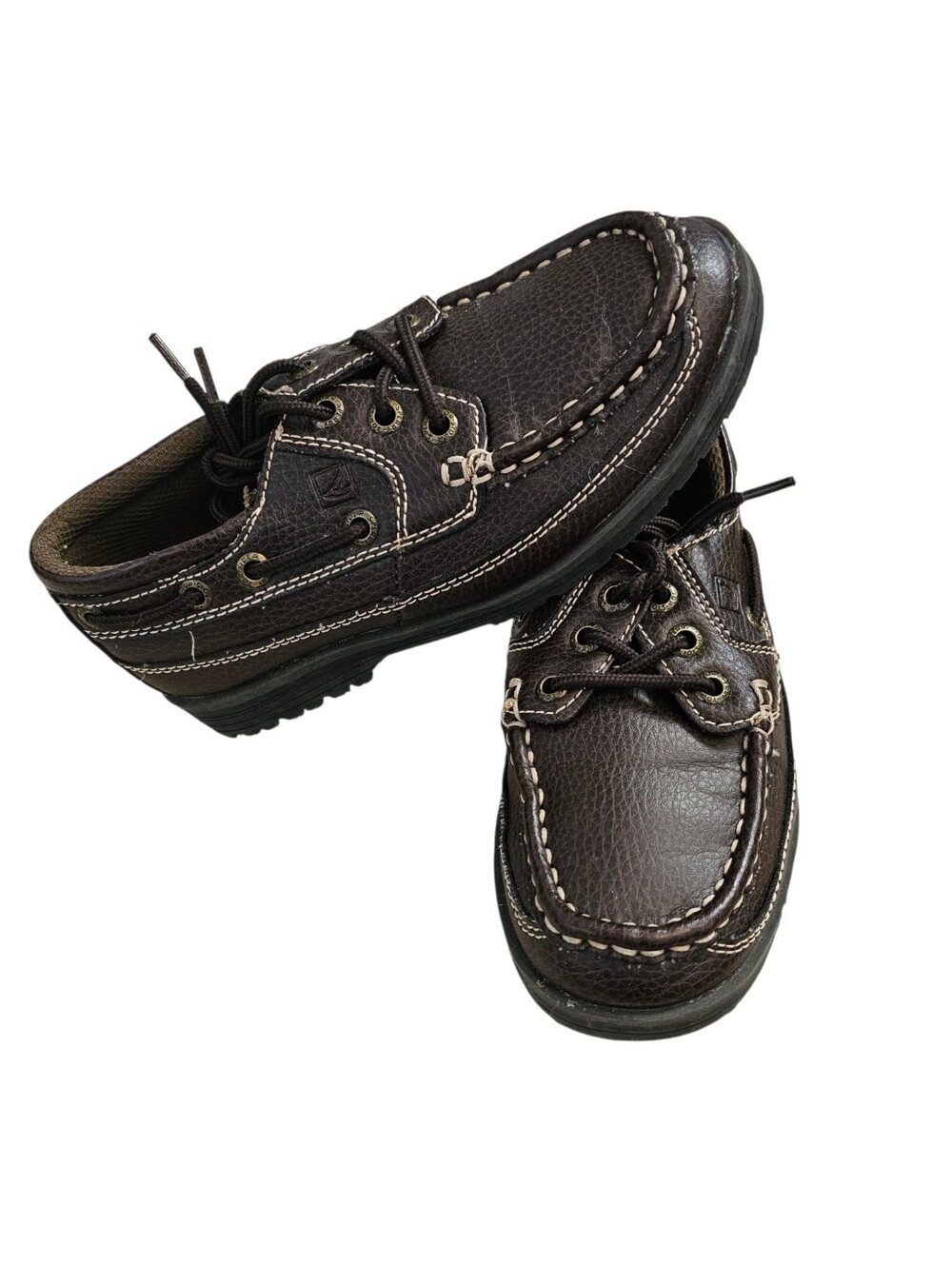 Sperry Top-Sider Boys Shoal 3-Eye Boat Shoes Dark Brown Size 1.5W EUC​